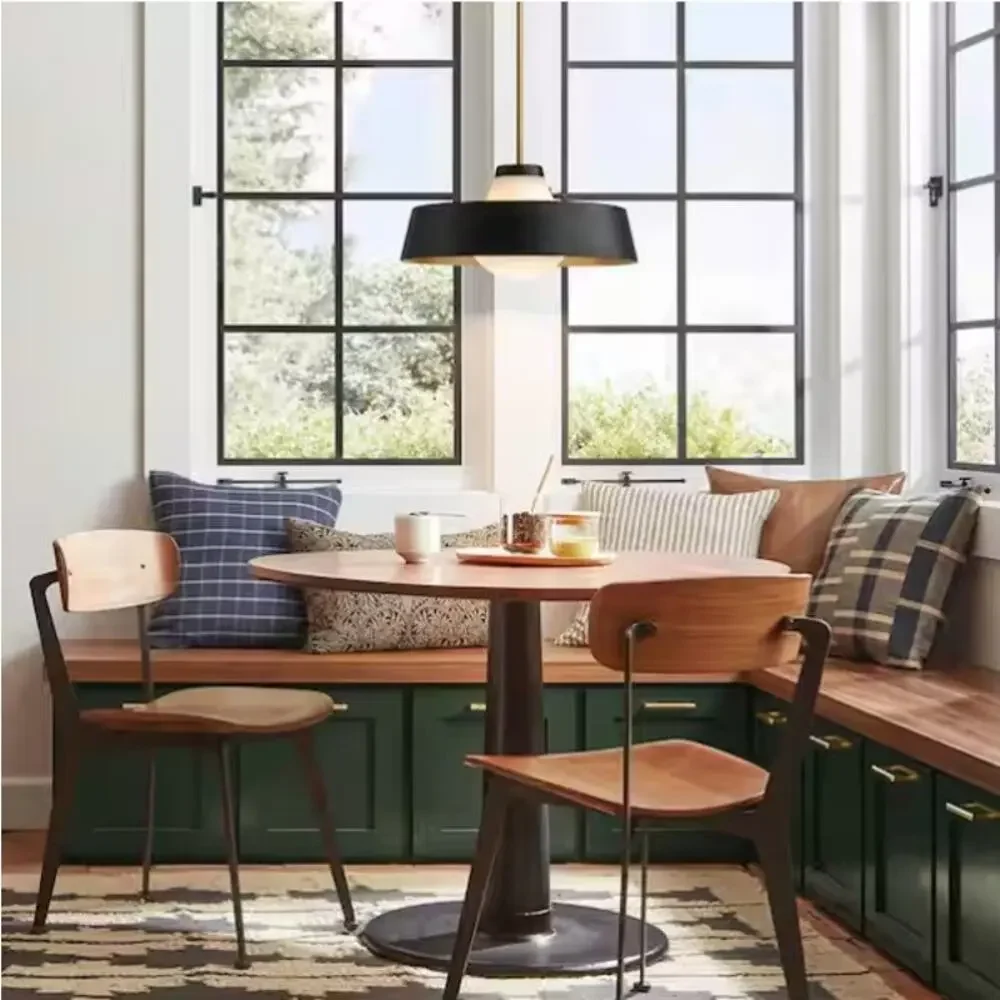Alnora 1-Light Modern Black Dome Pendant Light with Milky White Frosted Glass